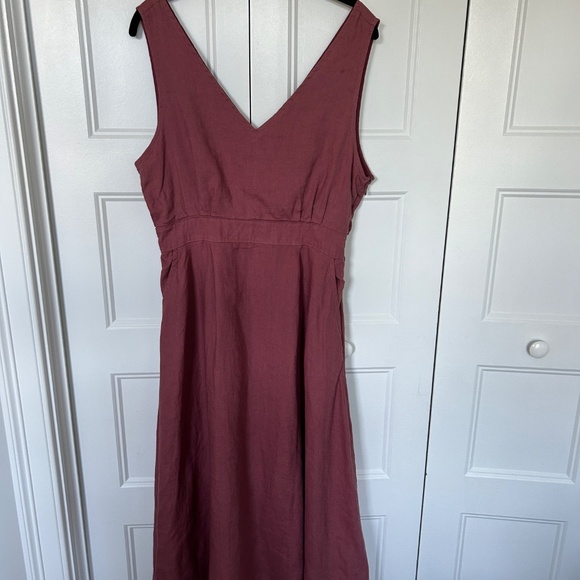 Cynthia Rowley Linen Sleeveless V-Neck Dress – Size 12 – Mauve – EUC - Picture 5 of 9